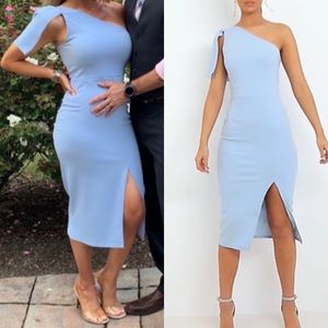 PLT Light Blue One Shoulder Dress